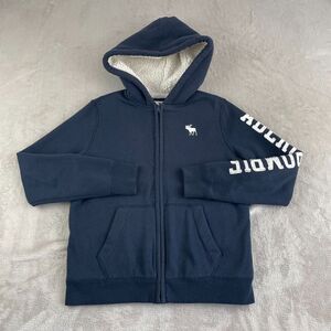 Abercrombie Fitch Kids 13/14 Hoodie Full Zip Sherpa Lined‎ Spell Out Logo Preppy